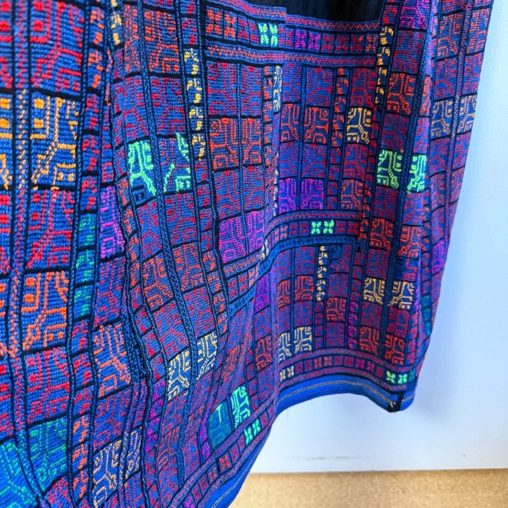 rare vintage Bedouin wedding/thobe dress, hand embroidery on cotton size XL - Picture 6 of 15